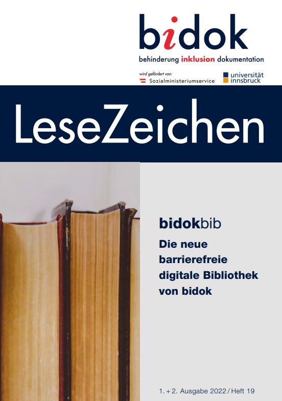 Cover LeseZeichen Heft 19 mit mehreren Büchern als Symbolbild für die Bibliothek bidokbib