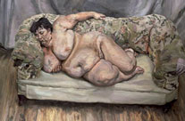 Gemälde: Füllige Frau auf Sofa liegend