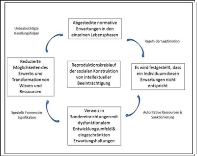 Abbildung 1: Reproduktionskreislauf der sozialen Konstruktion von intellektueller Beeinträchtigung